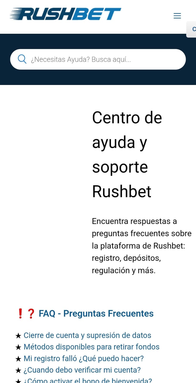 Soporte Rushbet Movil
