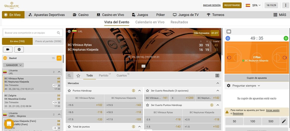Apuestas en Vivo Diamante