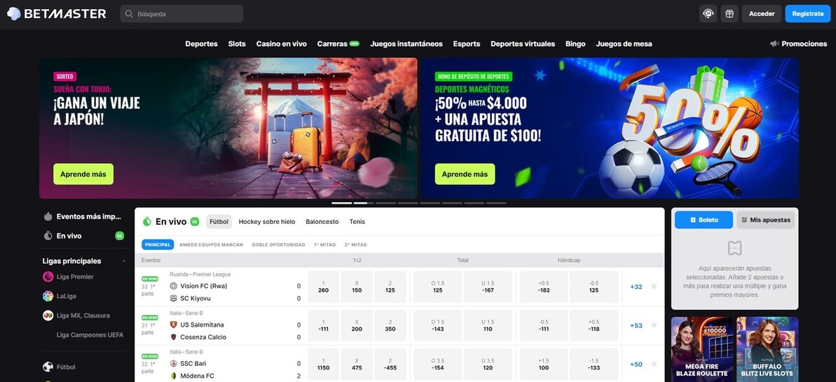 Homepage Betmaster 
