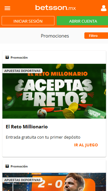 Promociones de Betsson México desde el móvil