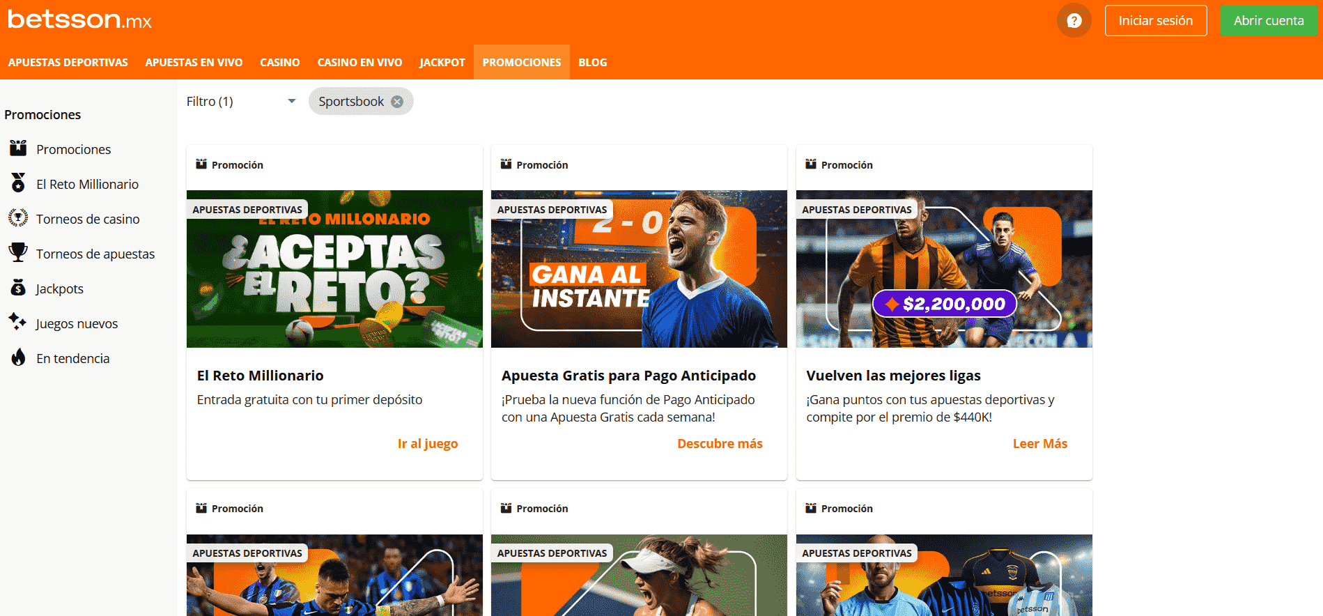 Promociones de Betsson México
