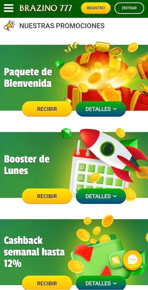 Promociones branzino777 movil