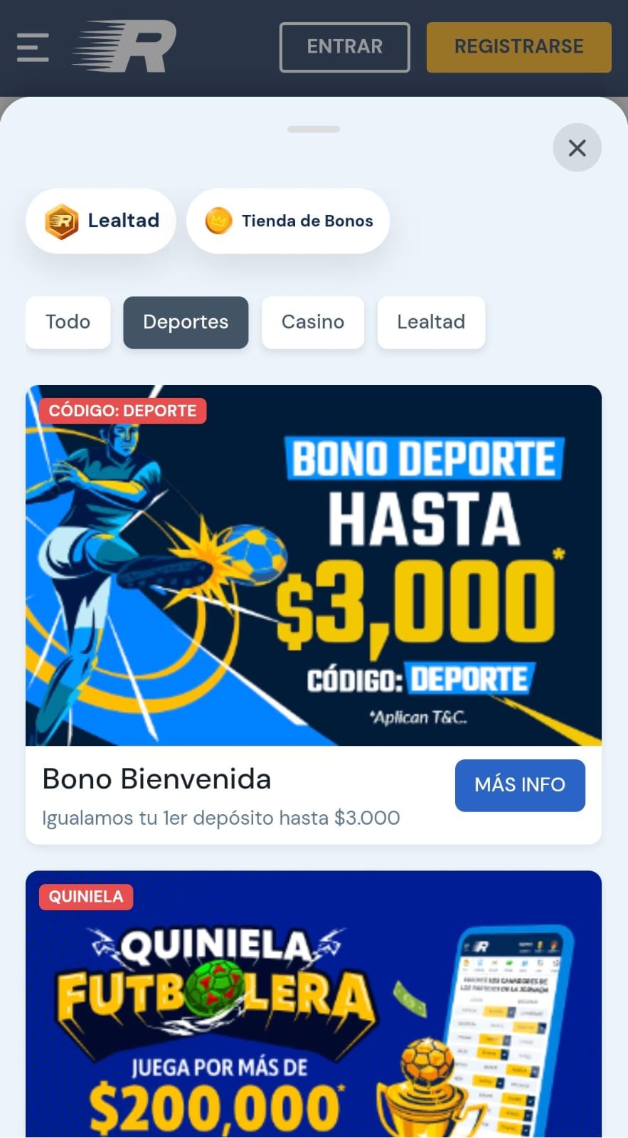 Promos Rushbet movil