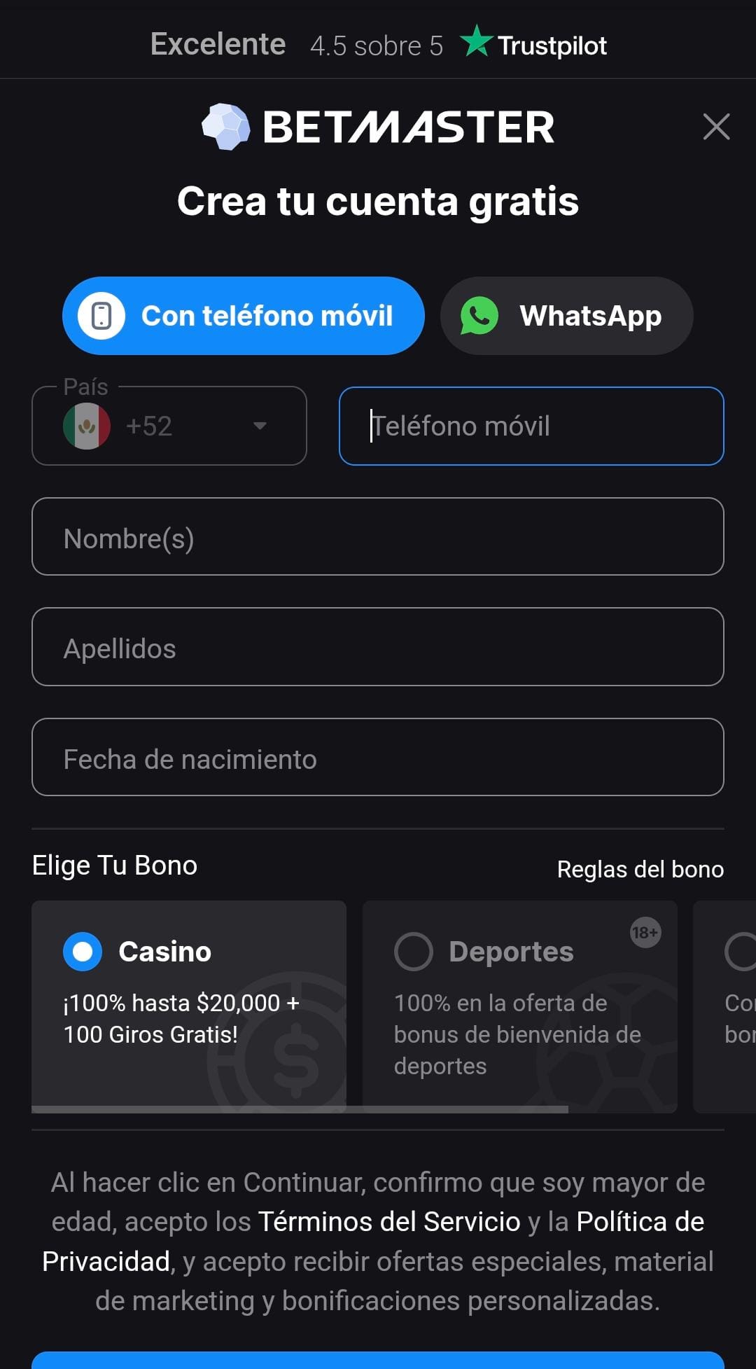 Registro Betmaster