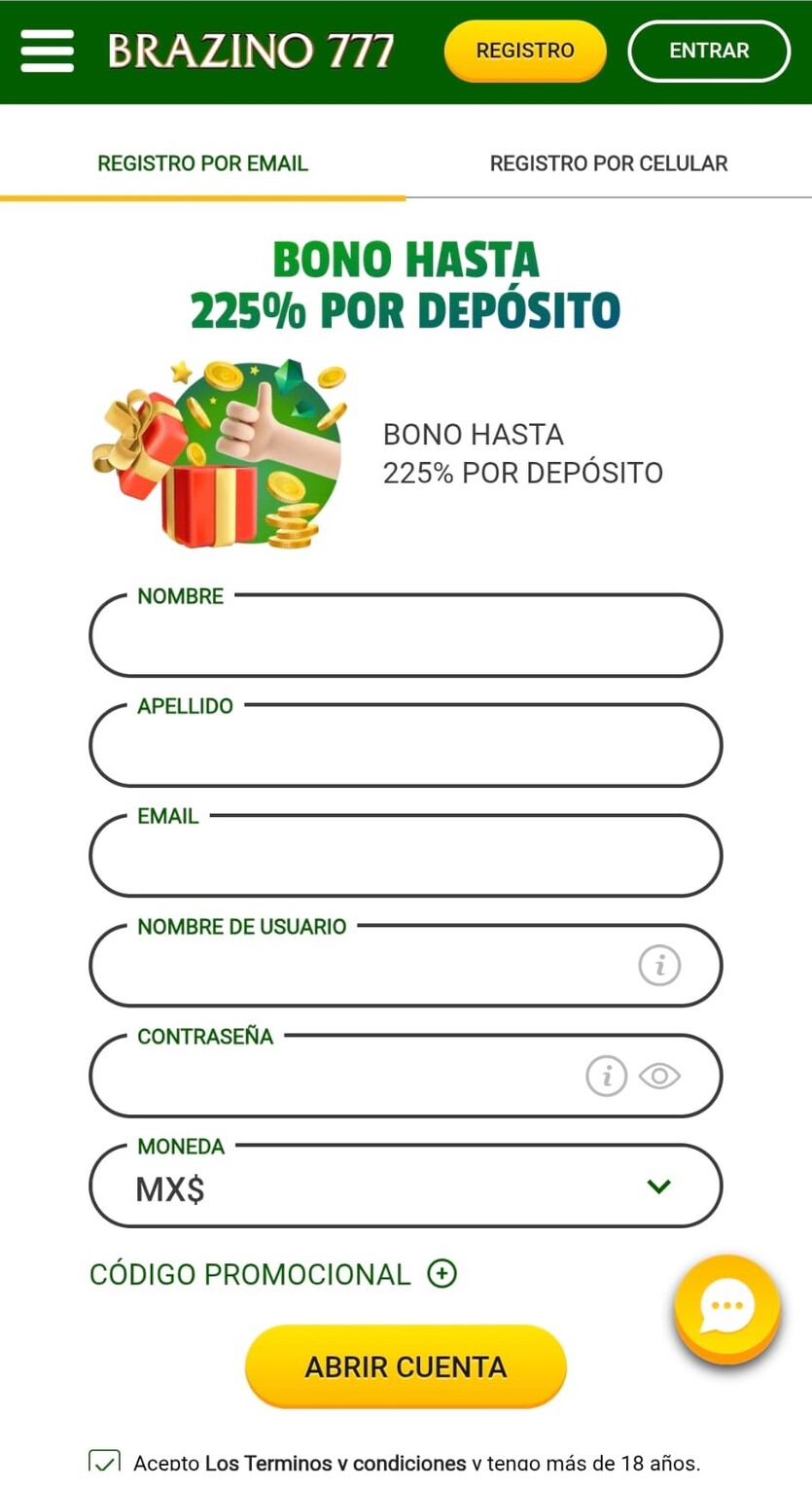 Registro -branzino777 movil