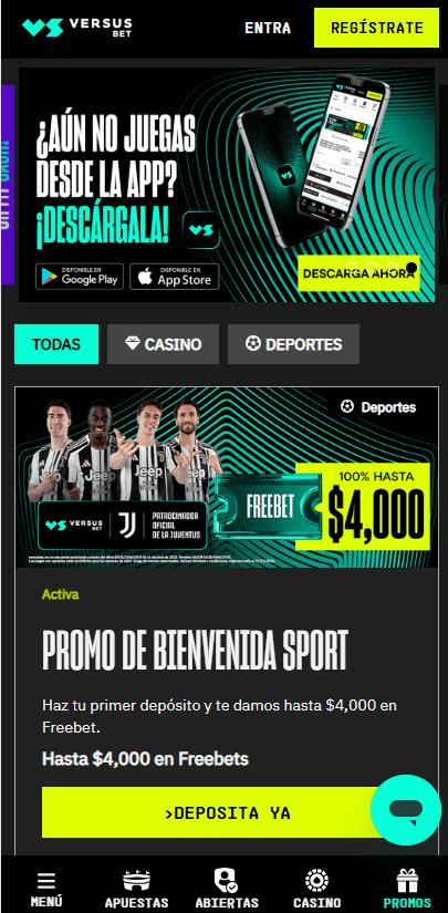 Versusbet promociones movil