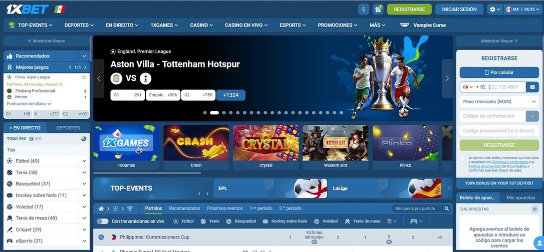 1xBet Homepage