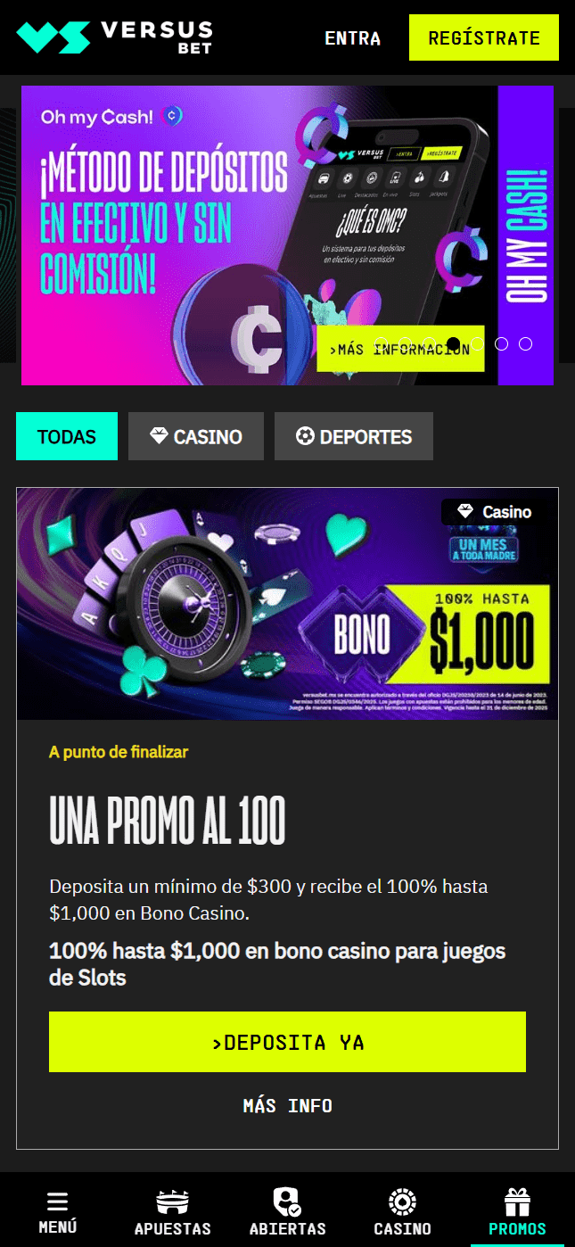 Promociones de Versusbet móvil