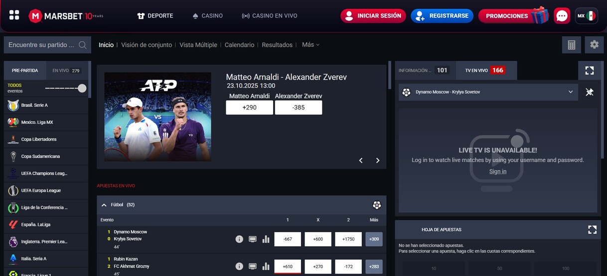 Marsbet Pagina principal Apuestas México