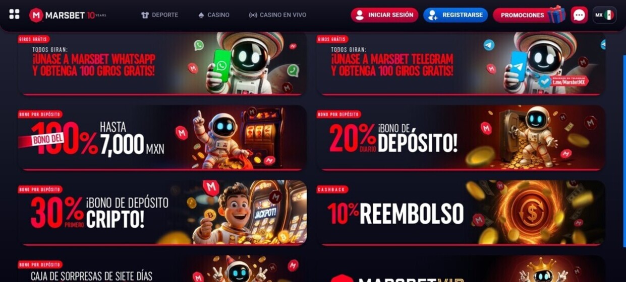 Marsbet Promociones Apuestas deportivas Mexico