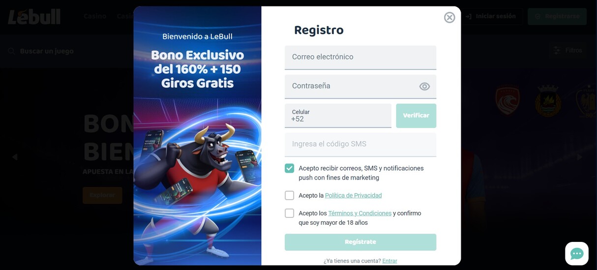 Casa de apuestas Lebull Mexico Registro pc