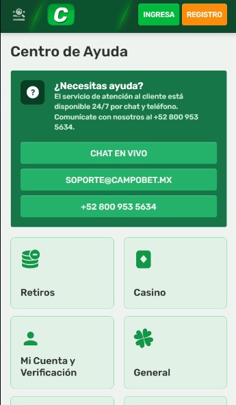 Atencion al cliente Campobet Mexico Casino movil
