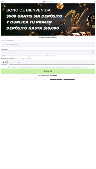Bono de bienvenida Winpot Mexico movil