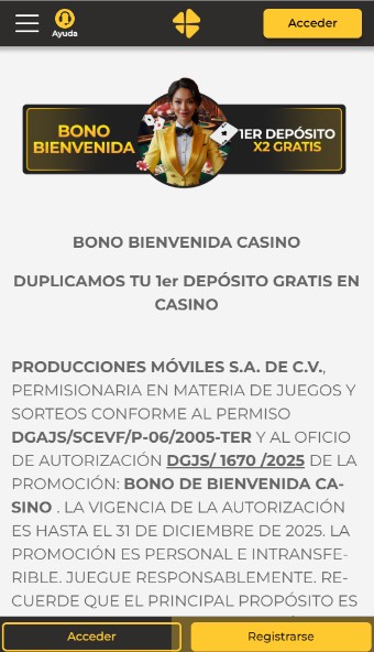 Bonos de bienvenida Casino Micasino Mexico movil
