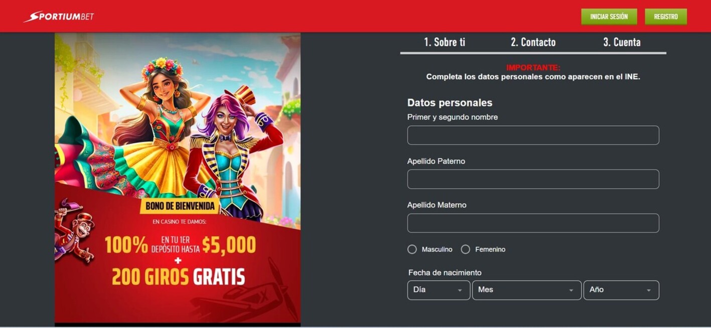 Sportiumbet Mexico Casino Registro pc