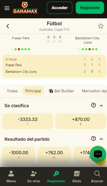 Ganamax Deportes México Apuestas en vivo