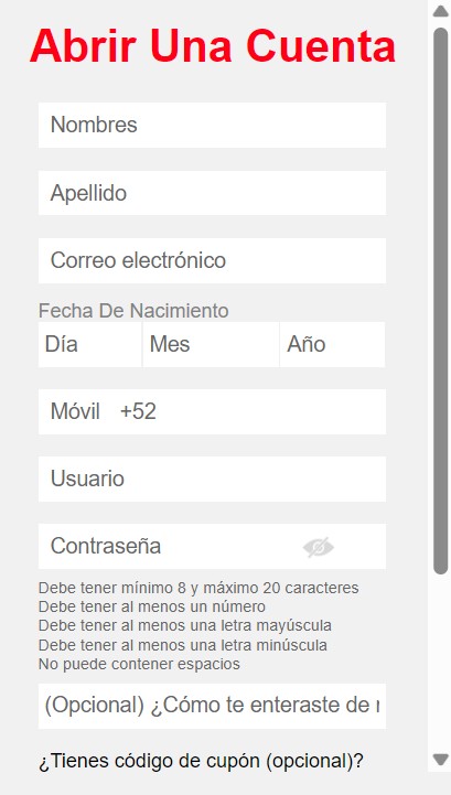 abrir cuenta paso 1 caliente mexico