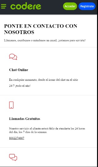Codere Casino Mx Contacto versión móvil