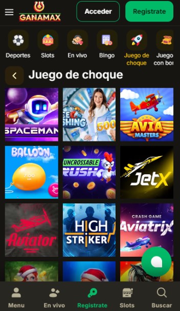 Ganamax México Casino Juegos de choque