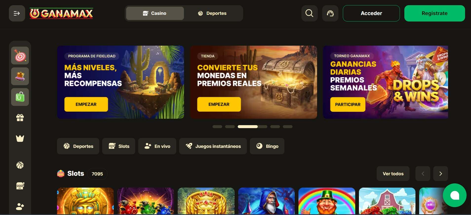 Ganamax Página principal Casino México pc