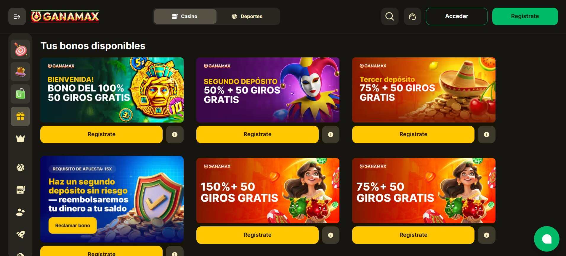 Ganamax Promociones Casino México pc