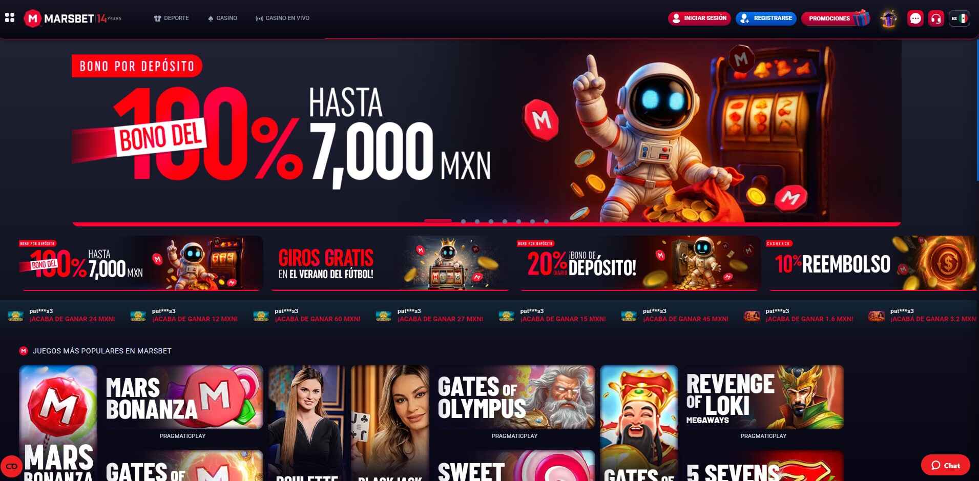 Marsbet Página principal Casino México pc