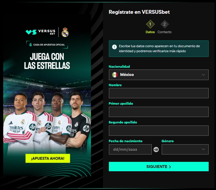 Registro en Versus Mexico
