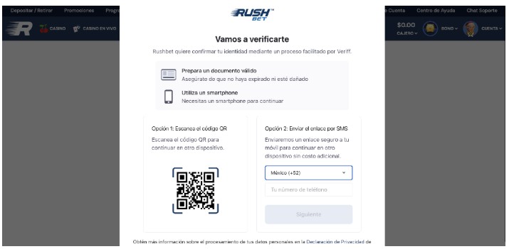 Registro Rushbet MX Paso 4