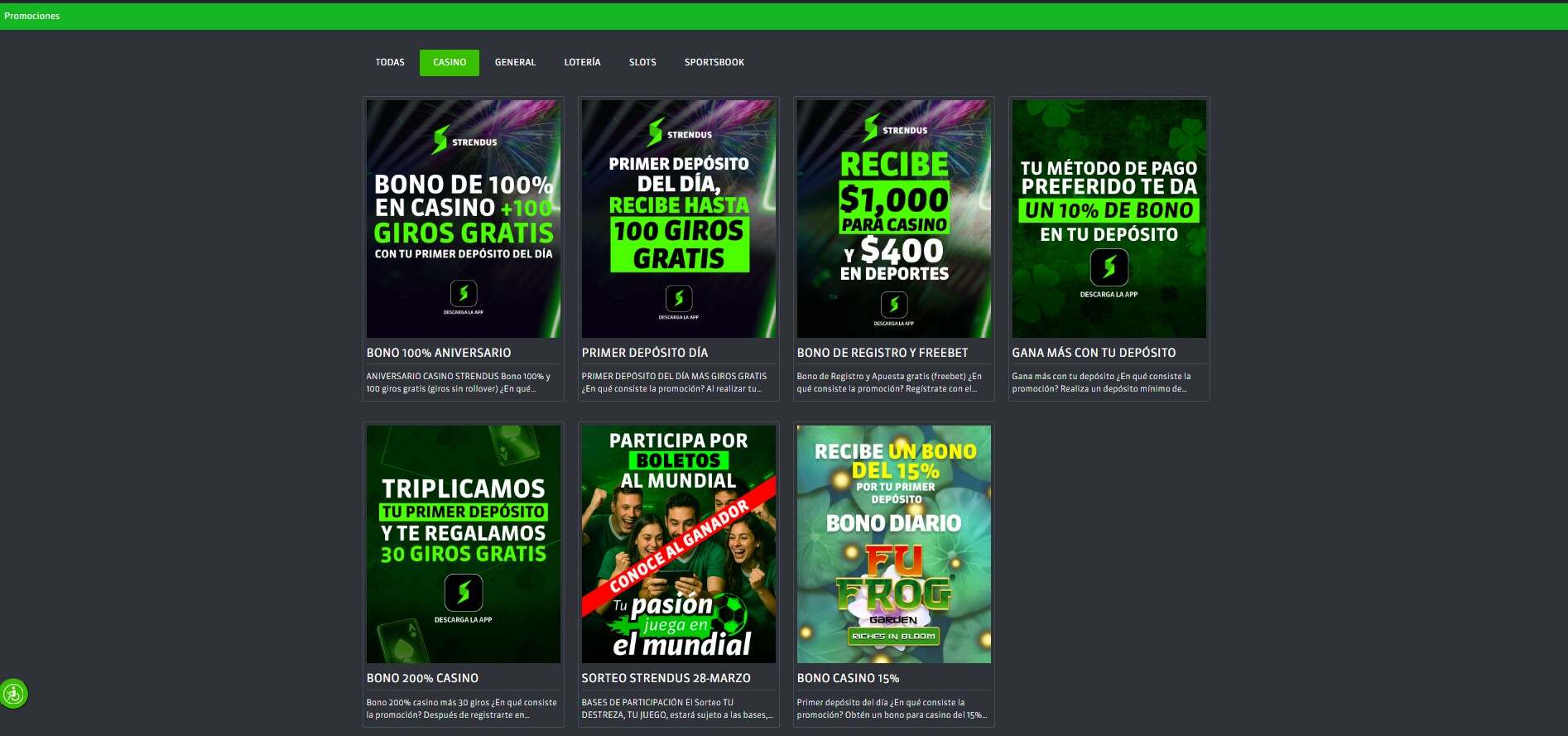 Strendus Mexico promociones casino pc