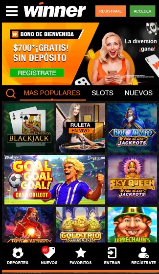 Winner Casino MX Página principal