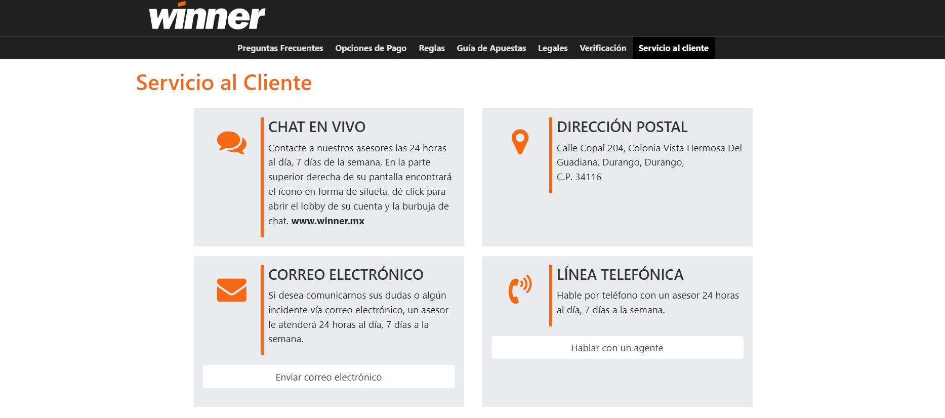 Winner MX Servicio de atencion al cliente pc