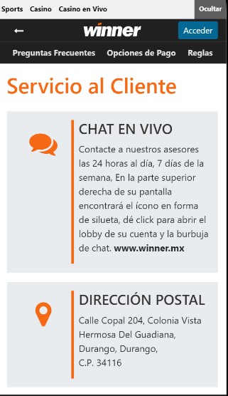 Winner MX Servicio de atencion al cliente