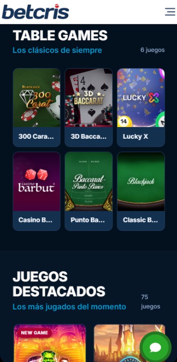 Betcris Casino Juegos de Mesa