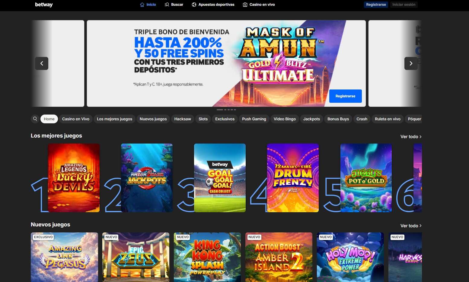 Betway México Página principal Casino pc