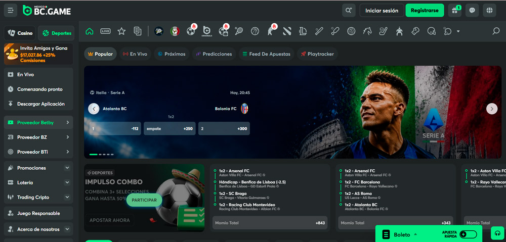 Apuestas deportivas en BC.GAME