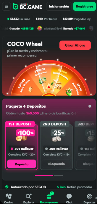 Promociones de BC.GAME desde el celular