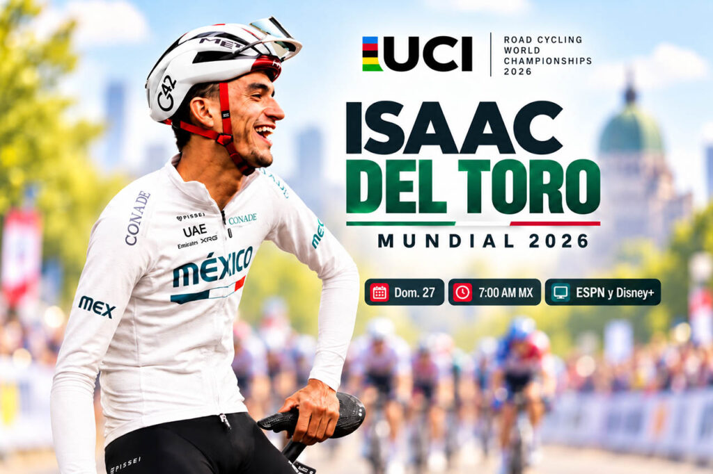 Isaac del Toro en el Mundial de Ciclismo 2026 antes de la prueba de ruta