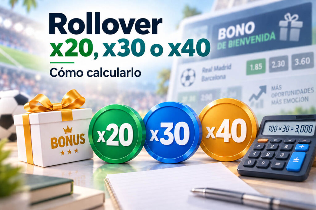 Rollover x20, x30 y x40 en bonos de apuestas